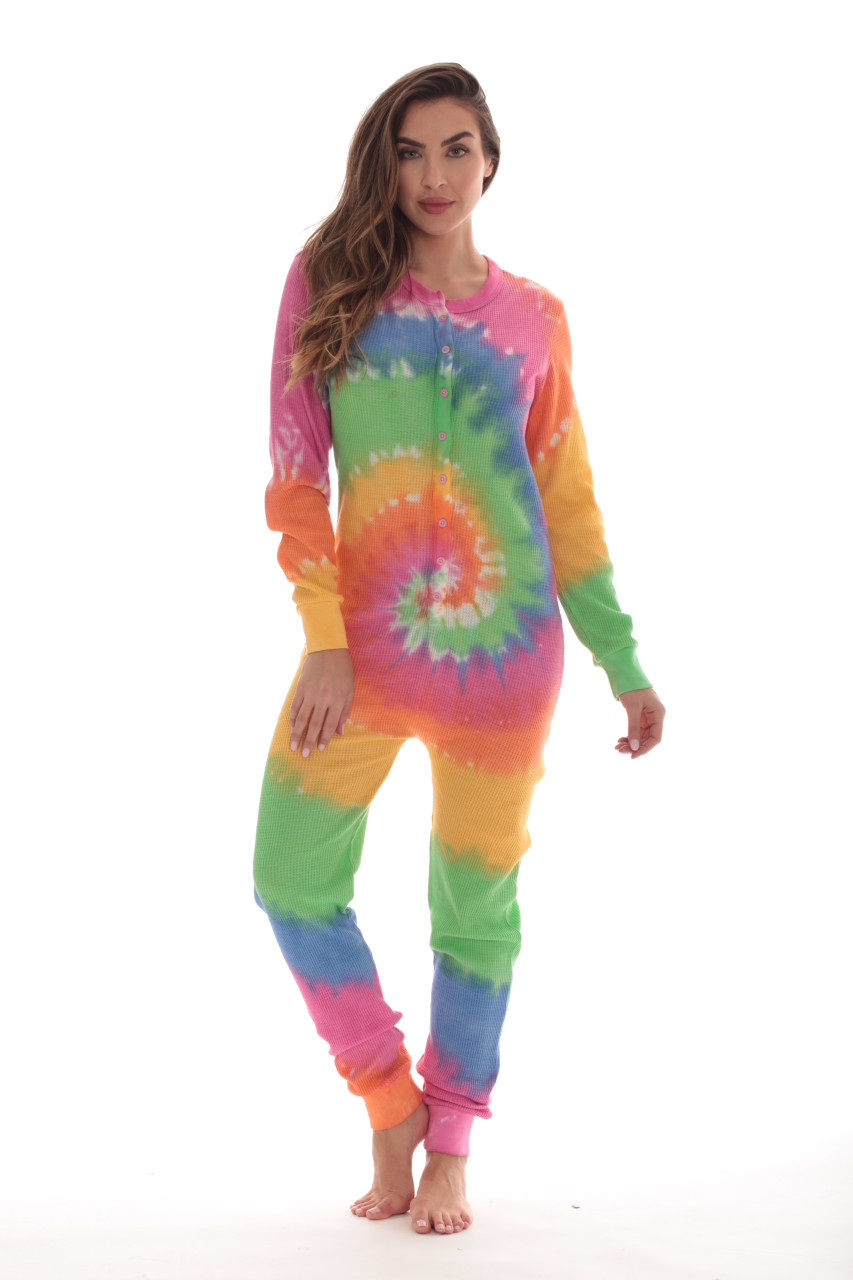 Tie Dye Henley Thermal Onesie