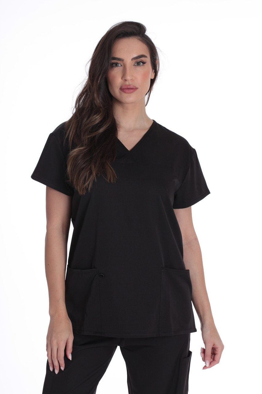 Just Love Solid Stretch Scrub Top for Women Mock Wrap Nursing Shirt - Just  Love Fashion
