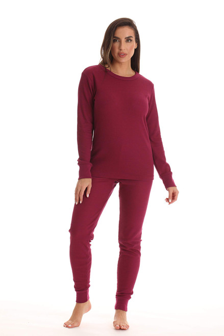  95862-Pink-XS Womens Thermal Underwear Pajamas Set Base Layer  Thermals