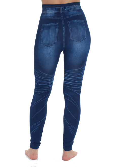 Women Fashion Skinny Jeans Denim Printed Full Length Seamless Leggings  Jeggings (Star Blue) 