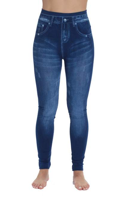 KMystic Women's Denim Print Fake Jeans Leggings | eBay