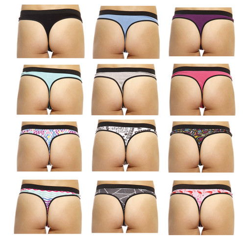 Sporty Cotton Thongs (Pack of 12) - Just Love Fashion