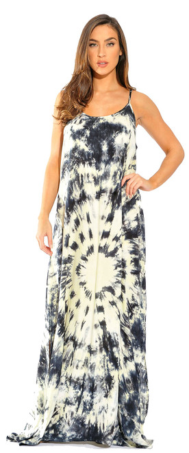 Spaghetti Strap Bar Back Flowy Tie Dye Dress - Just Love Fashion