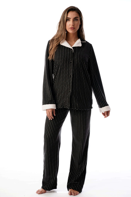 Stretch Microfleece Pajama Pant Set with Sherpa Trim Just Love