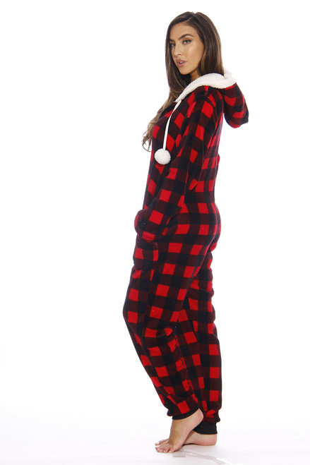 Buffalo Plaid Adult Onesie One Piece Pajamas Just Love Fashion