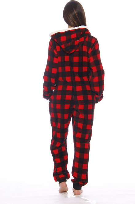 Buffalo Plaid Adult Onesie One Piece Pajamas Just Love Fashion