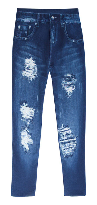 Just Love Girls Woven Denim Jegging (Dark Denim Woven Distressed Jegging,  Girls 14)