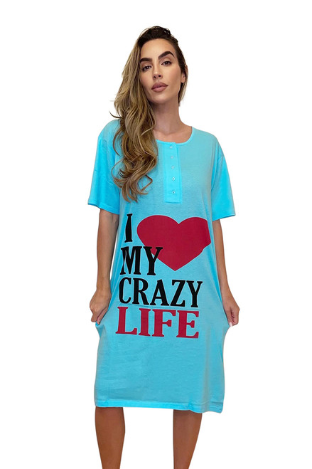 Just Love Comfortable Sleep Dress Shirt for Women - Ideal for Sleeping and  Lounging in Dorms (Grey - I Heart Sleep, X-Large) 