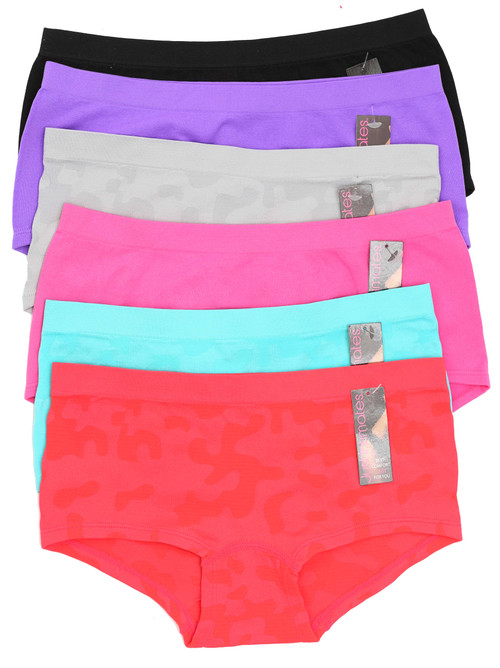 6 Pack Women's Cotton Ice Silk Seamless Panties Hipster Briefs