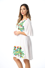 21824-NVY-S Riviera Sun Rayon Crepe Short Dress with Multicolored Embroidery