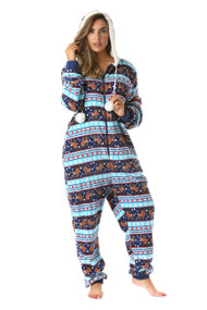 Reindeer Fairisle Christmas Pom Pom Adult Onesie