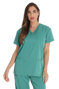 Just Love Solid Stretch Scrub Top for Women Mock Wrap Nursing Shirt