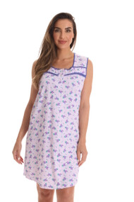 Dreamcrest 100% Cotton Sleeveless Nightgown for Women with Crochet Trim 6778-10417-AQA-S