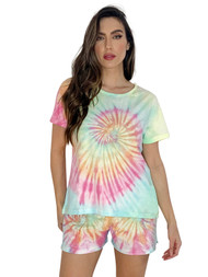 Just Love Tie Dye Shorts Set for Women Tie Dye Rainbow Short Sleeve