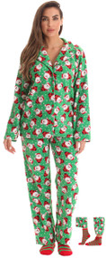 Microfleece Button Front PJ Pant Set with Socks