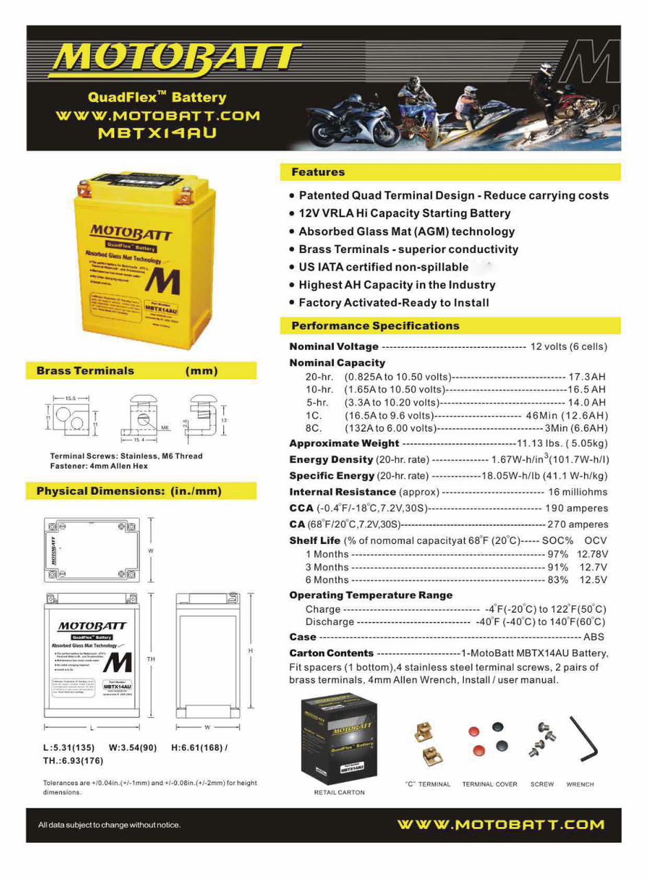 MotoBatt AGM Battery 1985 for Kawasaki VN 700A Vulcan 1984