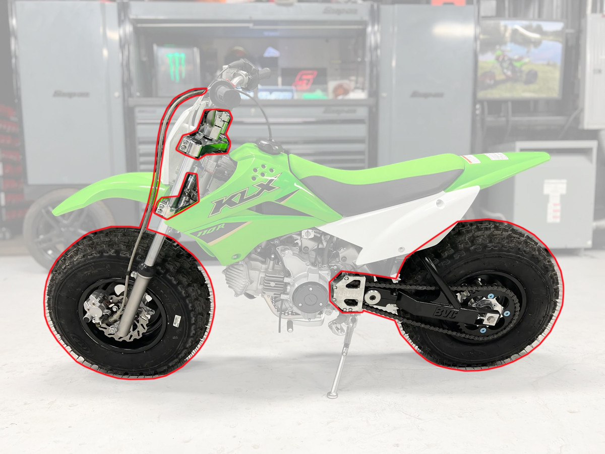 BVC Big Wheel Kit for Kawasaki 2021-24 KLX110R 2010-21 KLX110L