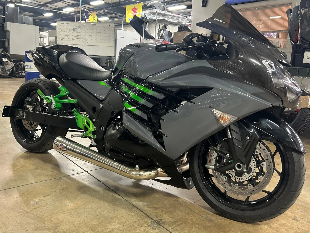 Voodoo Polished Sidewinder Megaphone Exhaust System for Kawasaki
