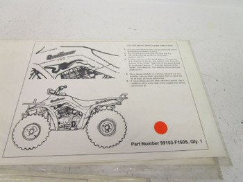 Suzuki LT 160 New Old Stock Fender Decal 99103-F160S Suzuki LT 160 New Old Stock Fender Decal 99103-F160S