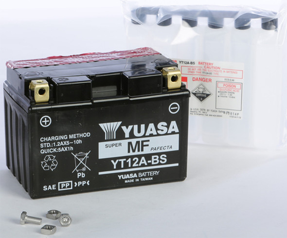 Yuasa AGM Maintenance-Free Battery YT12A-BS for Motorcycle