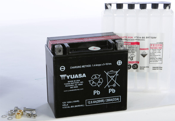 Yuasa AGM Maintenance-Free Battery YTX14L-BS for Motorcycle