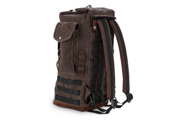 Voyager Sissy Bar Backpack Bag Waxed Canvas Dark Oak Burly Brand B15-1013D