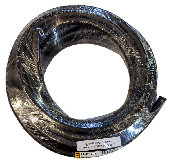 Roll of 25 feet 3/16 inch 4.8mm Reinforced Black Rubber Gas Fuel Line Hose