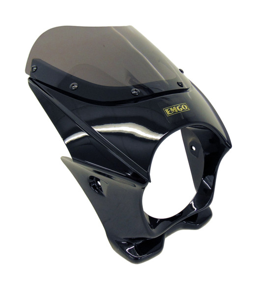 Emgo Villain Mini Cafe Black Fairing Windshield 5.75" Headlight Opening Mark II
