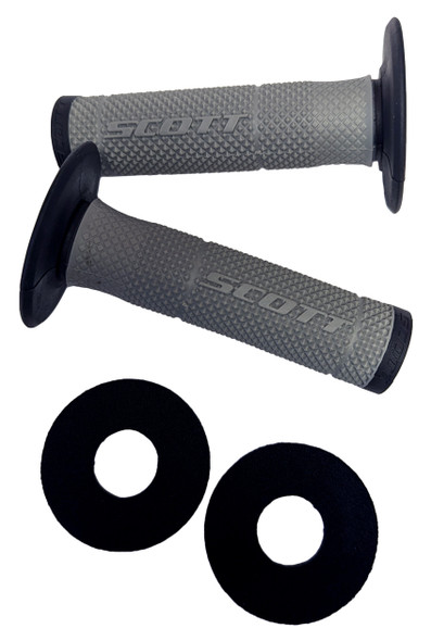 Scott Deuce 7/8 Bar MX Dirt Bike Grips with Glue Black Grey Donuts 219624-1019