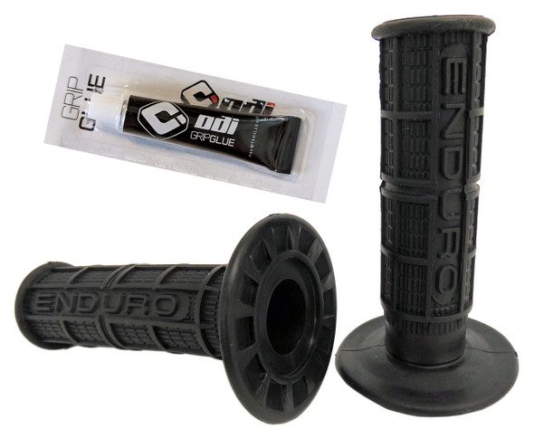 For Honda Kawasaki Suzuki Yamaha Enduro MX Motorcycle Black Grips wGlue 7/8" Bar