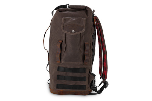 Voyager Sissy Bar Backpack Bag Waxed Canvas Dark Oak Burly Brand B15-1013D