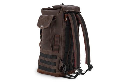 Voyager Sissy Bar Backpack Bag Waxed Canvas Dark Oak Burly Brand B15-1013D