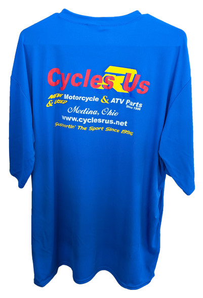 Cycles R Us 25th Anniversary Logo Blue Performance Sport Tee Shirt XX Large