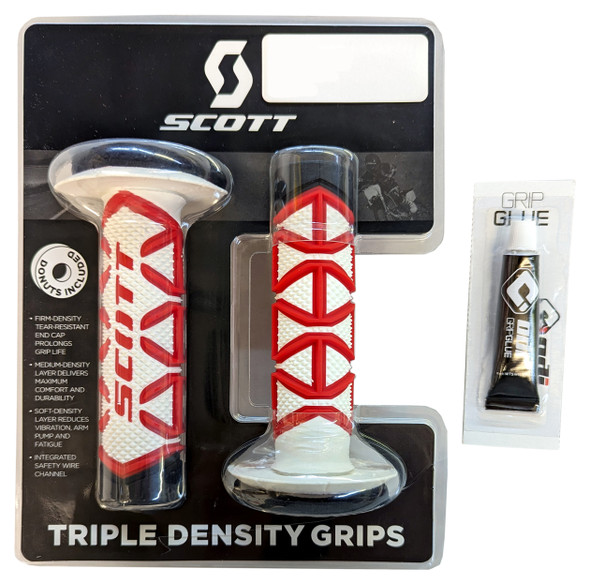 Scott Diamond 7/8 Grips MX Red and White for Honda Kawasaki Yamaha KTM with Glue