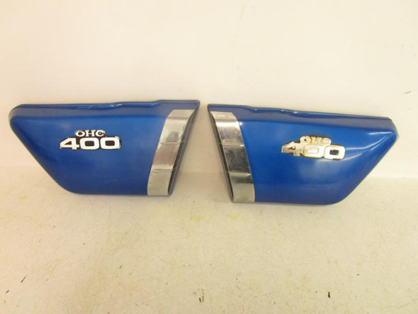 1975 75 Kawasaki KZ 400 Left Right Side Covers Blue 36001-048-2L