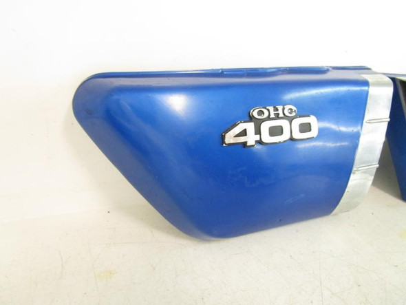 1975 75 Kawasaki KZ 400 Left Right Side Covers Blue 36001-048-2L