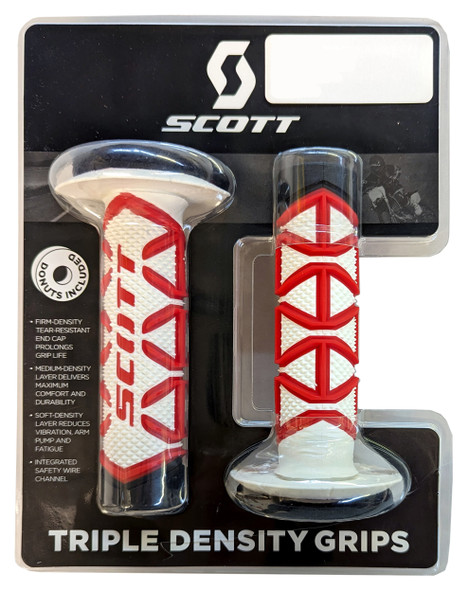 Scott Diamond 7/8 Grips MX Red and White fits Honda Kawasaki Yamaha Suzuki KTM