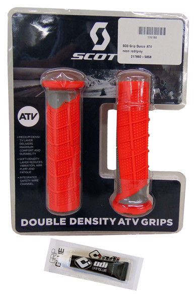 Scott Deuce 7/8 Grip wGlue ATV Red Grey for Honda Kawasaki Yamaha Suzuki Polaris
