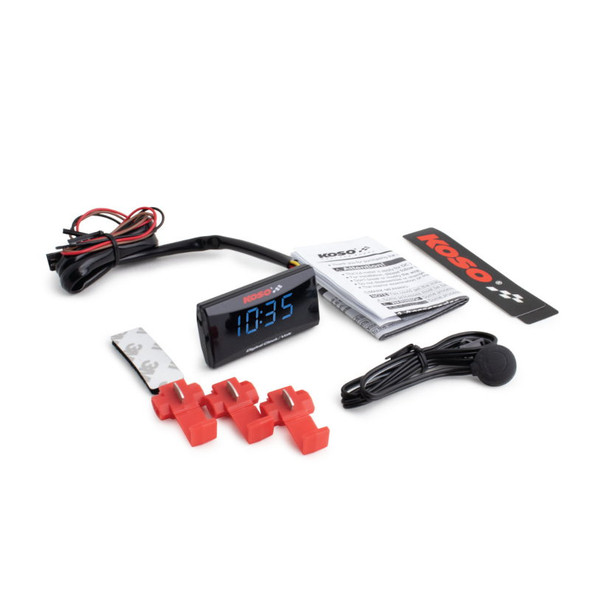 Koso Blue Digital Super Slim Clock Voltmeter Gauge BA024B50