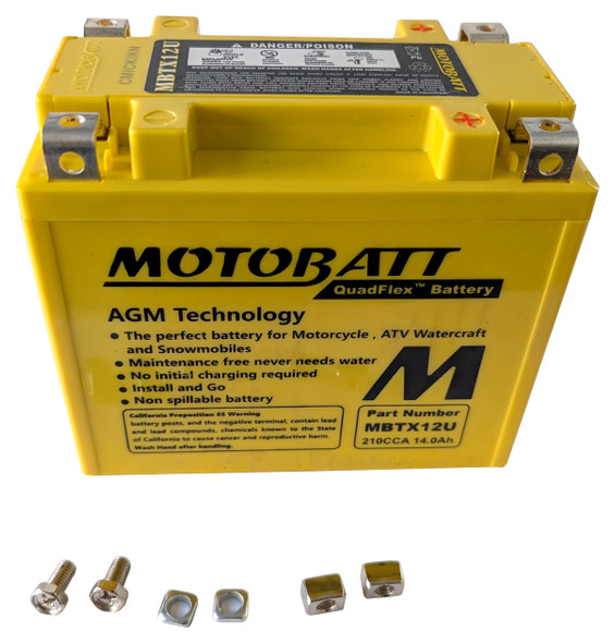 MotoBatt AGM Battery Replaces YB12BB2 YTX12BS YTX12 YTX14BS YTX14 L H Blem