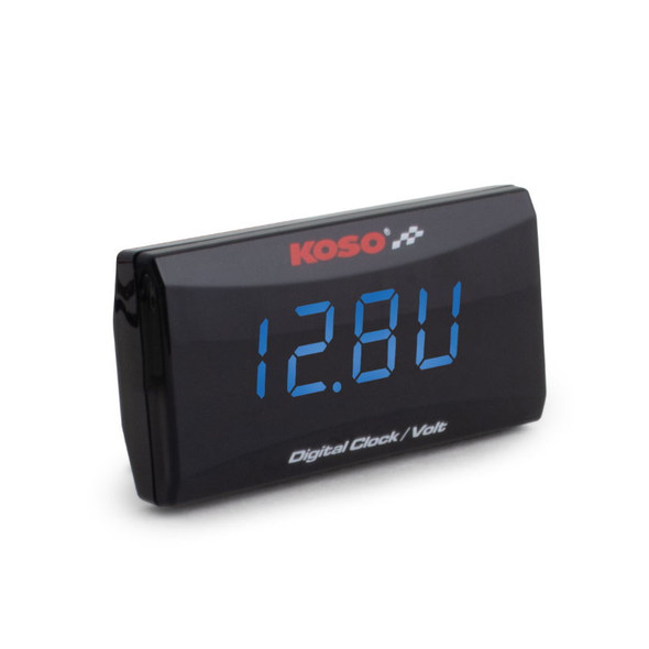 Koso Blue Digital Super Slim Clock Voltmeter Gauge BA024B50