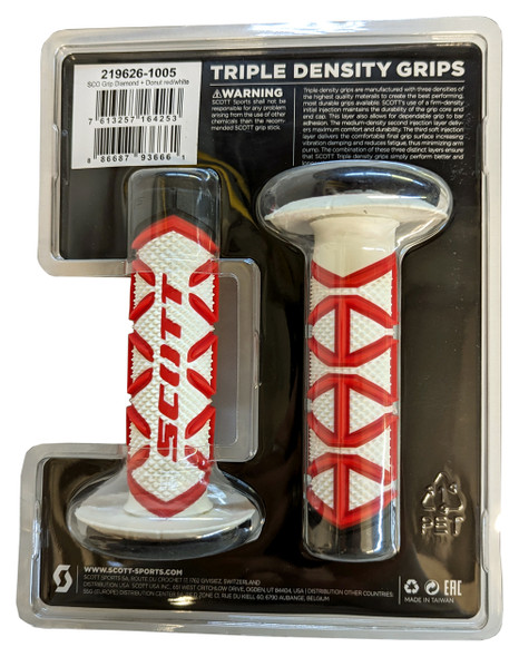 Scott Diamond 7/8 Grips MX Red and White for Honda Kawasaki Yamaha KTM with Glue
