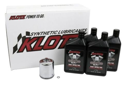 Klotz 5 qt Complete Oil Service Kit 20W50 for Evo Big Twin 1984-1999