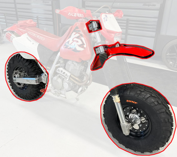 BVC Big Wheel Kit fits Honda 1996-04 XR400R Red Fender Anodize Swingarm Kanati
