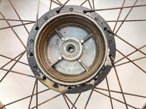 1971-1973 Kawasaki F6 Enduro 125 Front Dunlop Tire 3.00x18 and OEM Rim 41074-019
