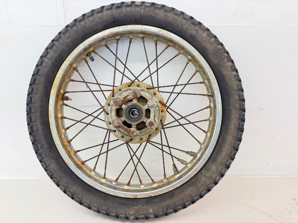 1971-1973 Kawasaki F6 Enduro 125 Rear Dunlop Tire 3.25x18 and OEM Rim 42048-022