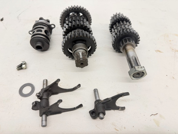 1986-1988 Kawasaki KDX 200 Transmission Input Output Gears Shifting Fork Drum