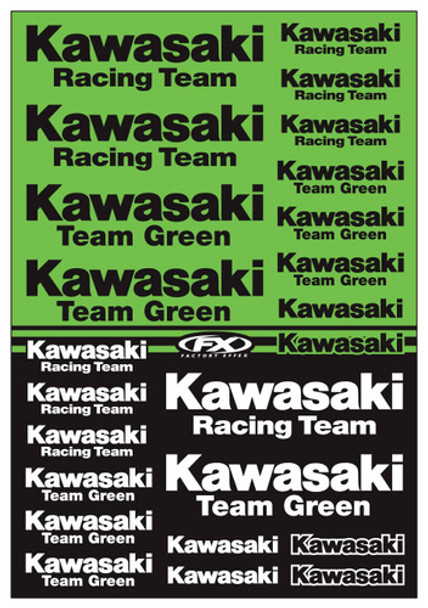 Factory Effex Kawasaki Racing Sticker Sheet 22-68132