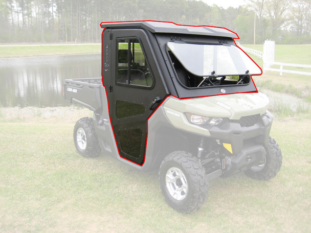 Steel Complete Cab Enclosure Sys w/ Doors for Can-Am 16-24 Defender FoldDown Frt