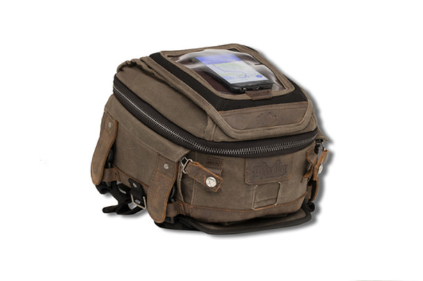 Magnetic Voyager Tank Tail Bag Waxed Canvas Dark Oak Burly Brand B15-1010D
